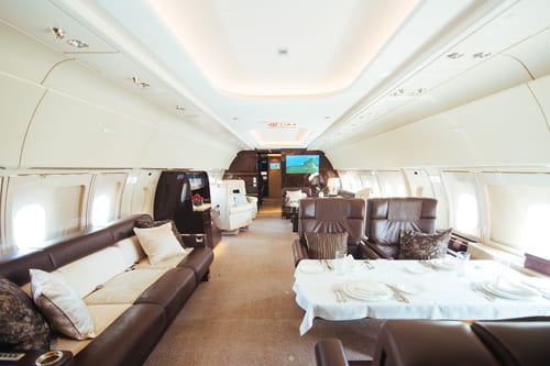 Interior of private jet hired by Kenyatta