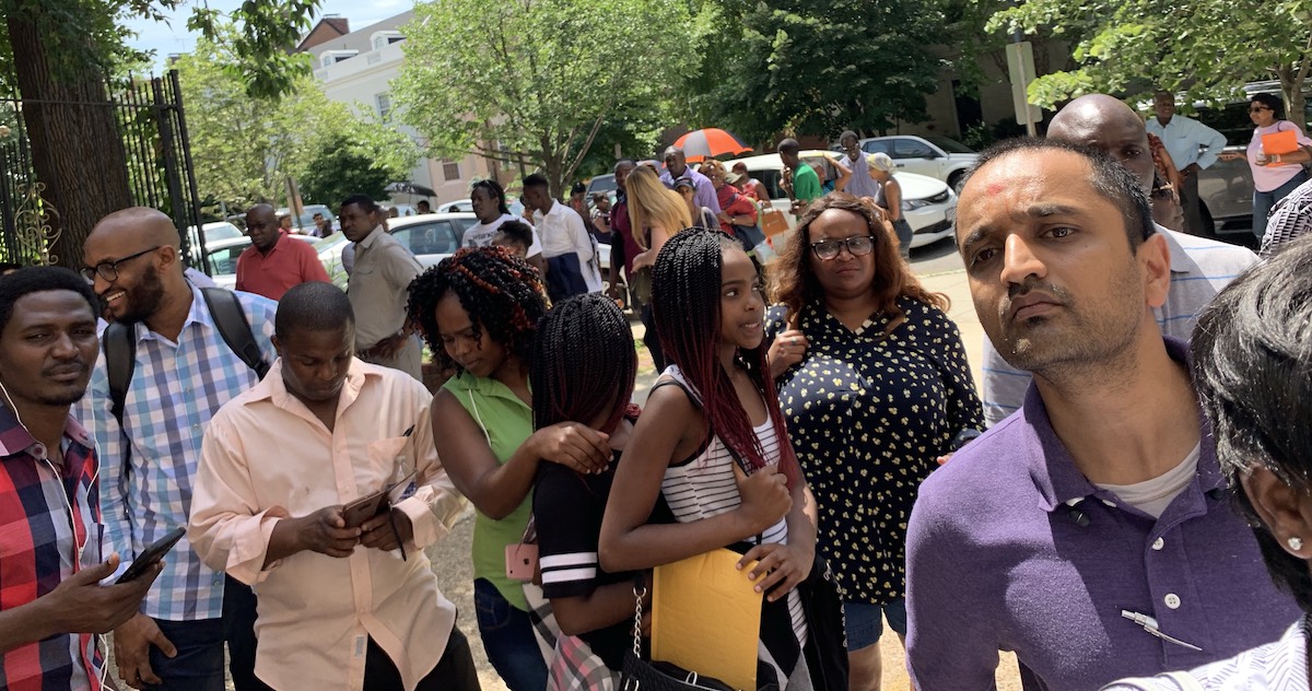Kenyans outside the Embassy in Washinton, DC