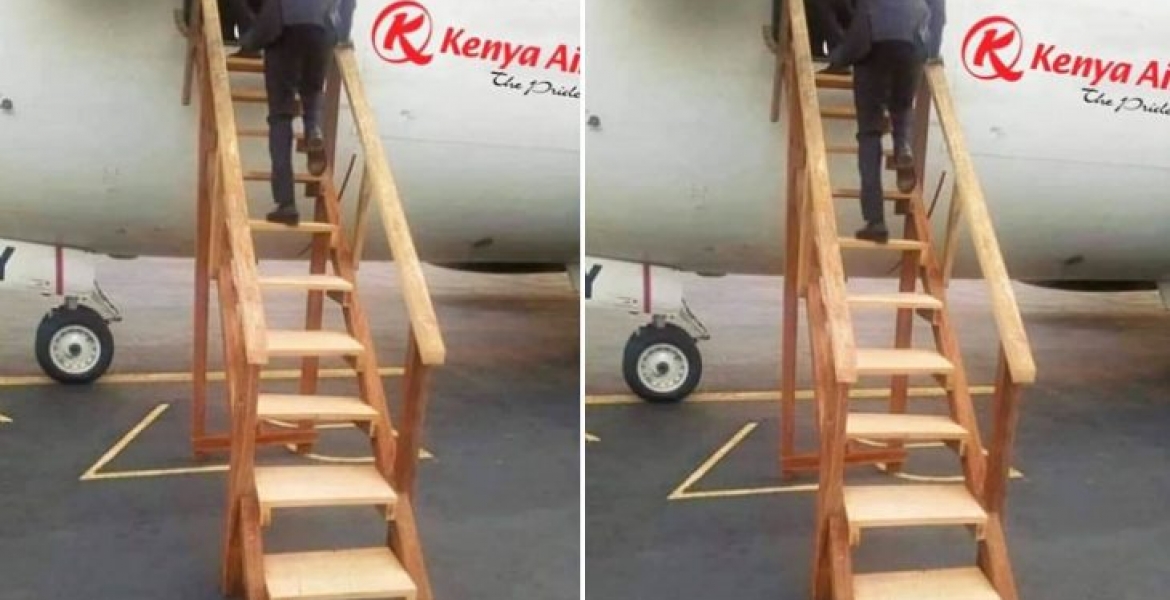 Kenya Airways Speaks out After Photo of Wooden Airplane Stairs Goes Viral
