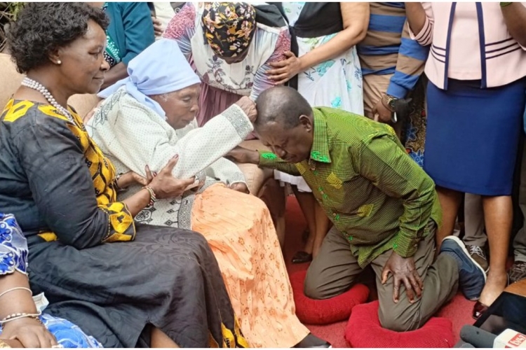 Raila Receives Blessings as He Visits Dedan Kimathi's Widow 
