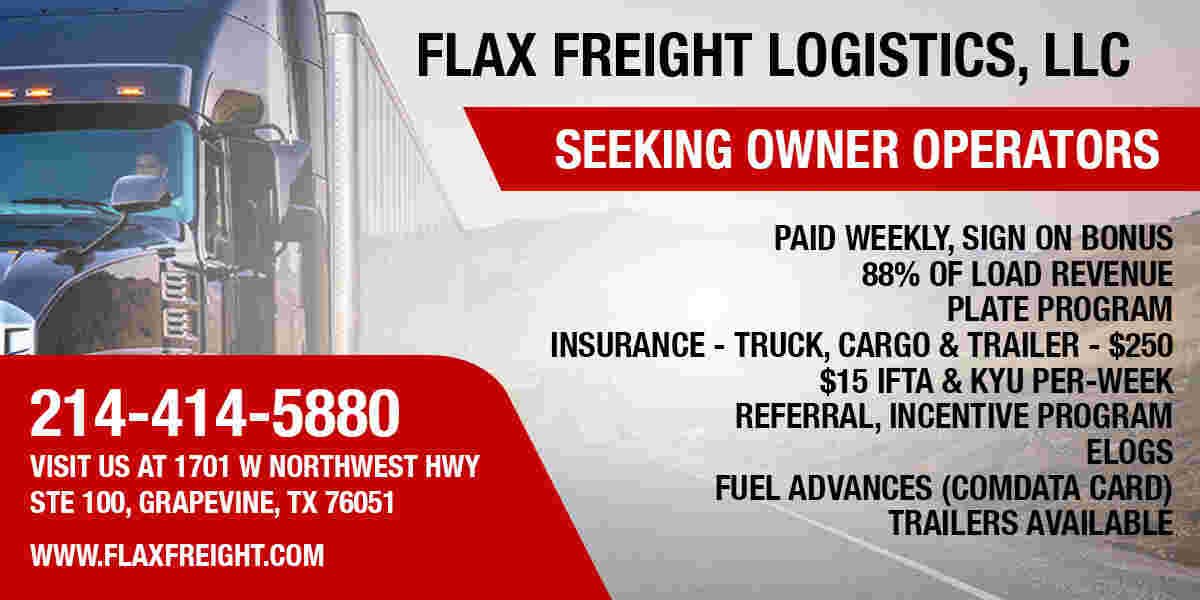 Flax Freight Logistics Seeking Owner Operators; Sign-on Bonuses Available