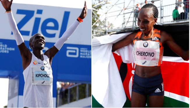 Kenyans Express Joy as Athletes Eliud Kipchoge and Gladys Cherono Fly Kenya's Flag High in Berlin, Germany