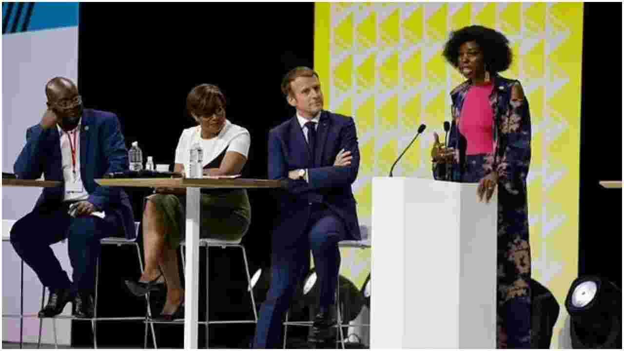 Applause as Kenyan Media Personality Adelle Onyango Confronts French President Macron