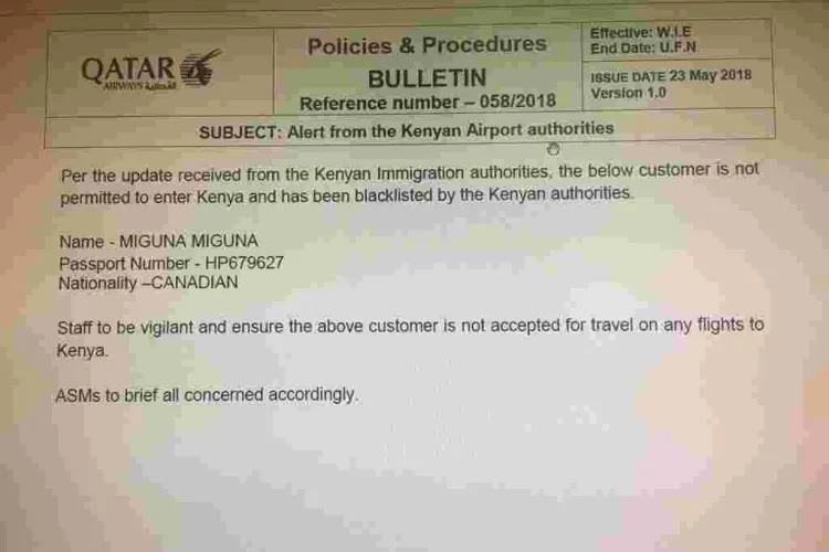  International Airlines Blacklist Miguna Miguna from Traveling to Kenya after Orders by Immigration Authorities 