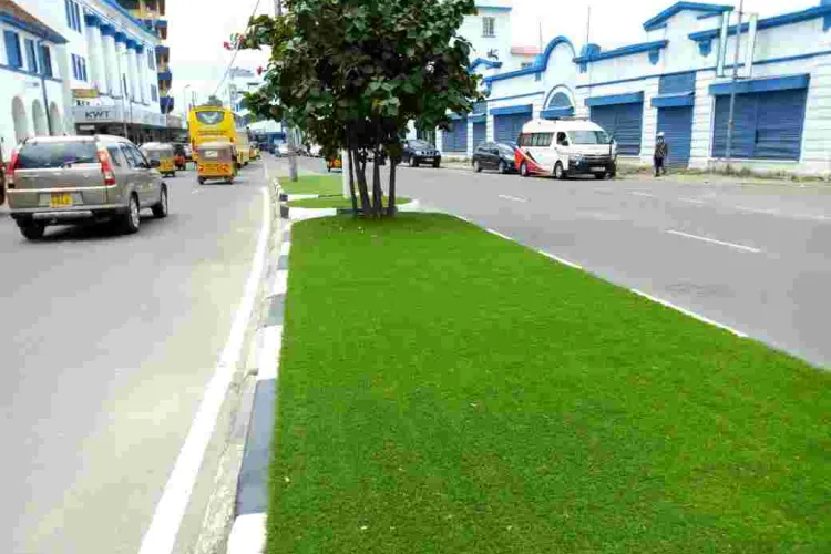 Governor Hassan Joho Uses Plastic Grass in Mombasa City Beautification Project