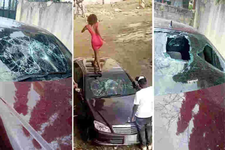 Video of Kenyan Girl Smashing Boyfriend's Mercedes Benz for Allegedly Cheating on Her Goes Viral Online