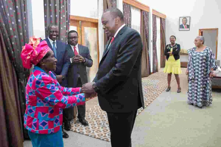 Joy as President Uhuru Meets Nurse Who Helped Mama Ngina Kenyatta Give Birth to Him 56 Years Ago