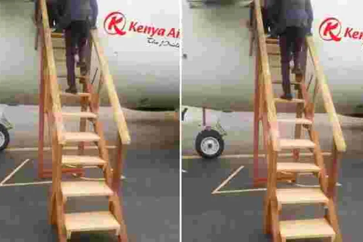 Kenya Airways Speaks out After Photo of Wooden Airplane Stairs Goes Viral