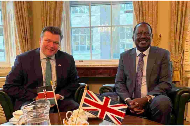 Raila Holds Talks with UK’s Armed Forces Minister James Heappey in London 