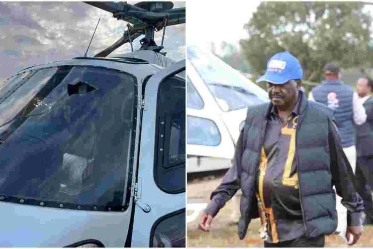Chopper Damaged as Raila is Attacked by Stone-Pelting Youth in Eldoret 