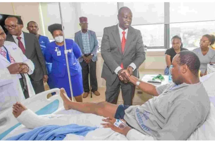 Gachagua Visits Presidential Escort Officers Involved in a Road Accident