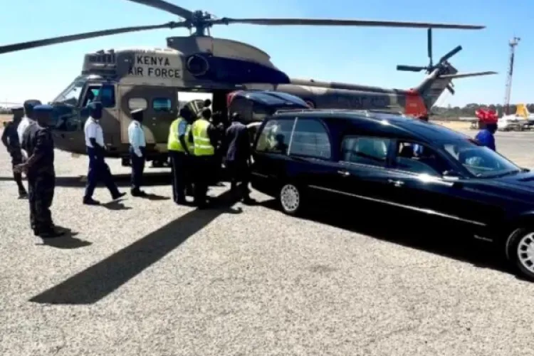 Magoha’s Body Airlifted to Siaya in a Military Chopper