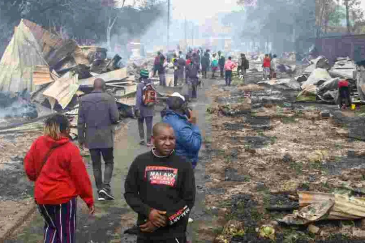 Huge Fire Destroys Sweeps Through Mutindwa Market in Buruburu, Nairobi