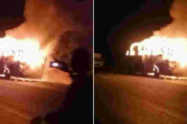 ENA Coach Bus With 49 Passengers Bursts Into Flames Mid-Journey