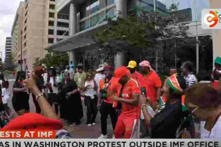 Kenyan Diaspora Protests IMF Policies Outside Washington Headquarters