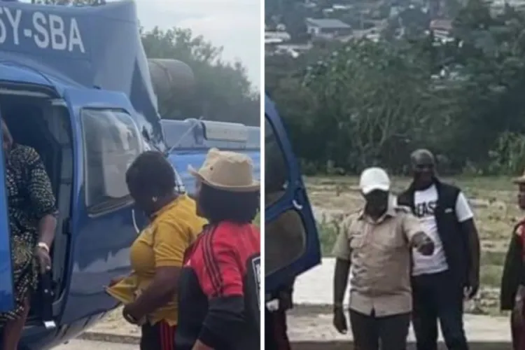 Kenyans React as Ida Odinga Lands in Chopper to Pick Daughter at Tom Mboya University