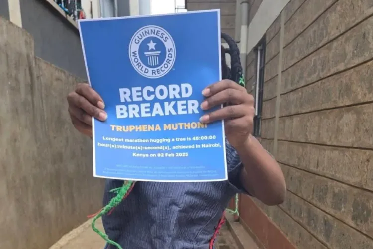 Truphena Muthoni Awarded Guinness World Records Badge for 48-Hour Tree Hug