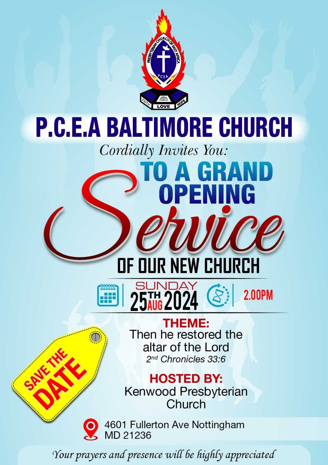 PCEA Baltimore Church Grand Opening Service