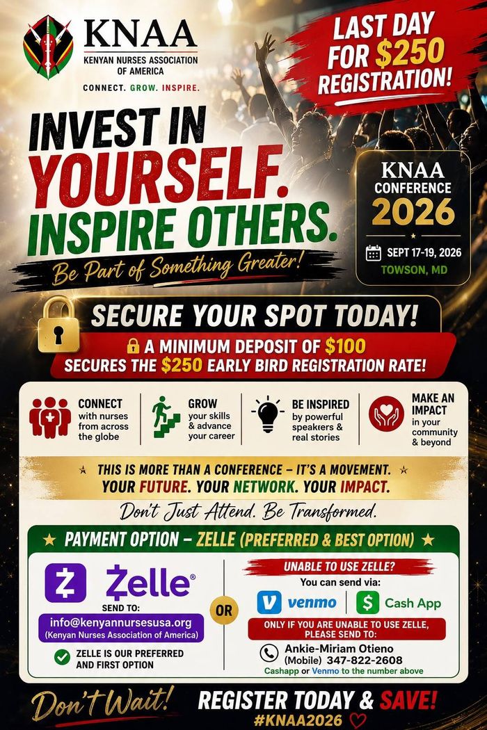 KNAA Conference 2026: invest in yourself, inspire others. A minimum deposit of 100 dollars secures the 250 dollar early bird registration rate.