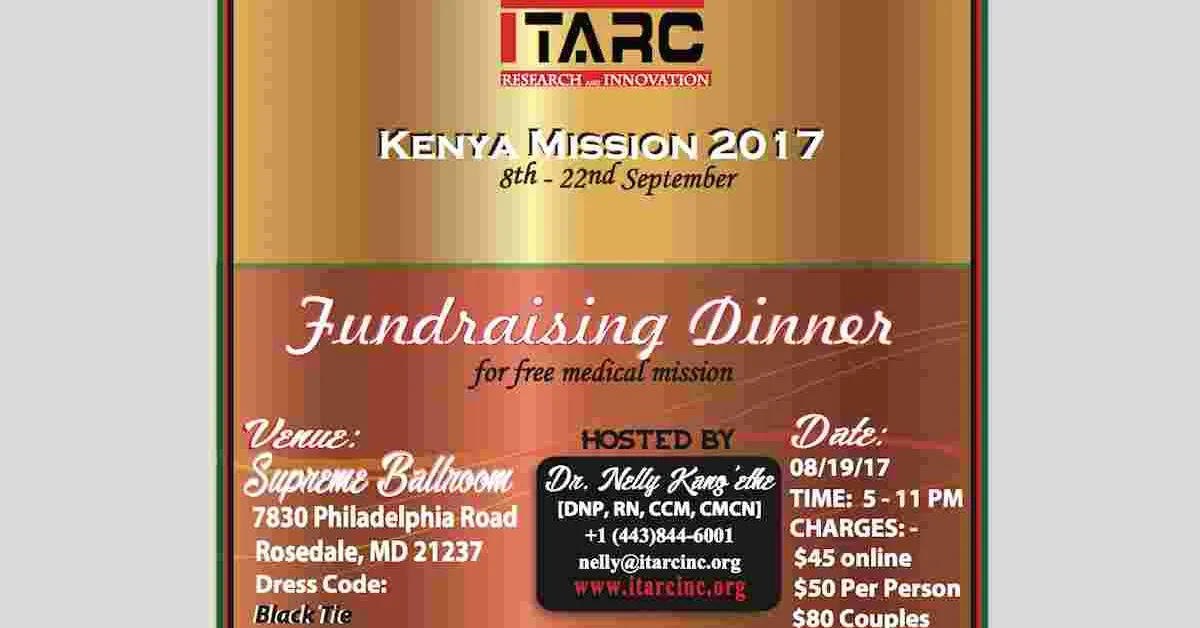 ITARC Fundraising Dinner Gala to Support a Free Medical Mission to Kenya: Sat, Aug 19th in Baltimore, MD