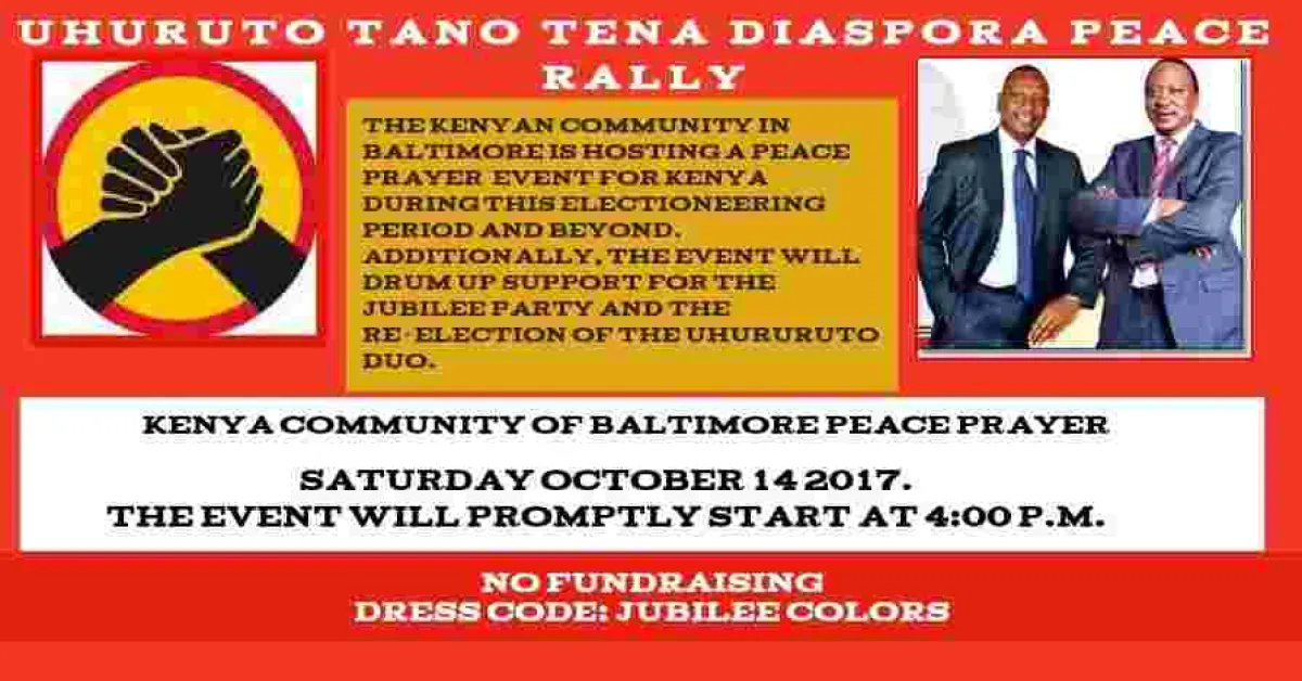 UhuRuto Tano Tena Diaspora Peace Rally: Sat, October 14th in Baltimore, Maryland