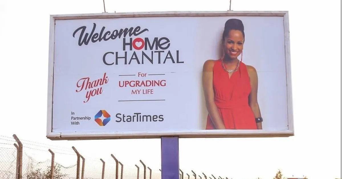 Comedian Eric Omondi Erects Giant Billboard Outside JKIA to Welcome His Italian Fiancée Back to Kenya