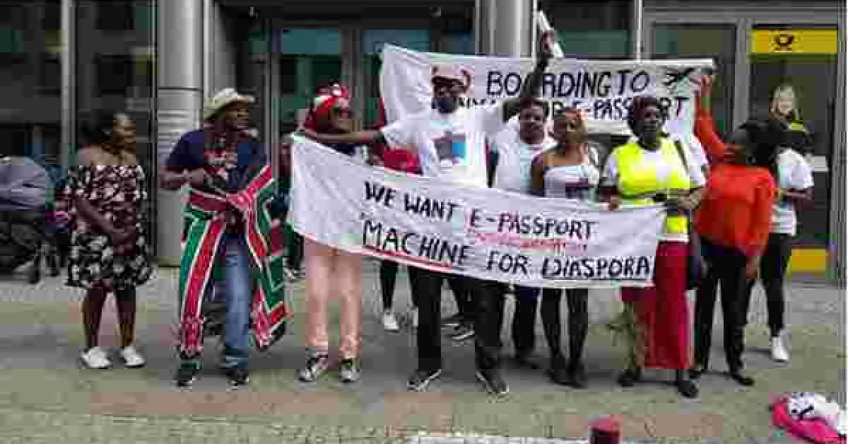 Kenyans Living in Germany Hold Demos Outside Kenyan Embassy in Berlin