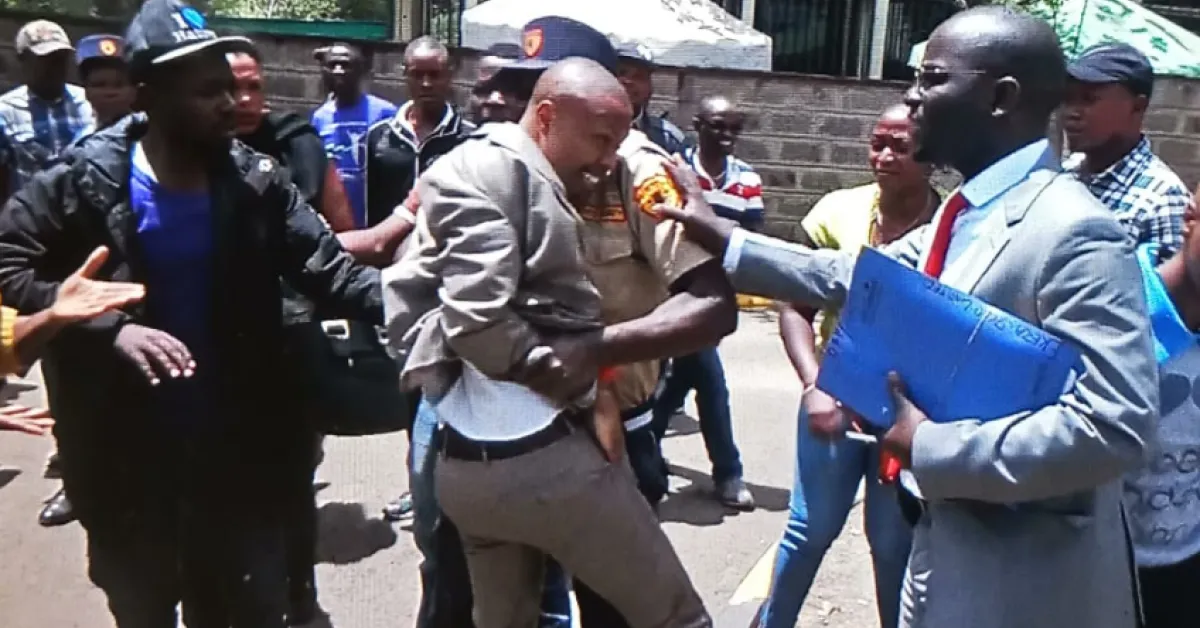 Furious Ekeza Sacco Members Attack Bishop David Gakuyo's Lawyer Outside Nairobi Court