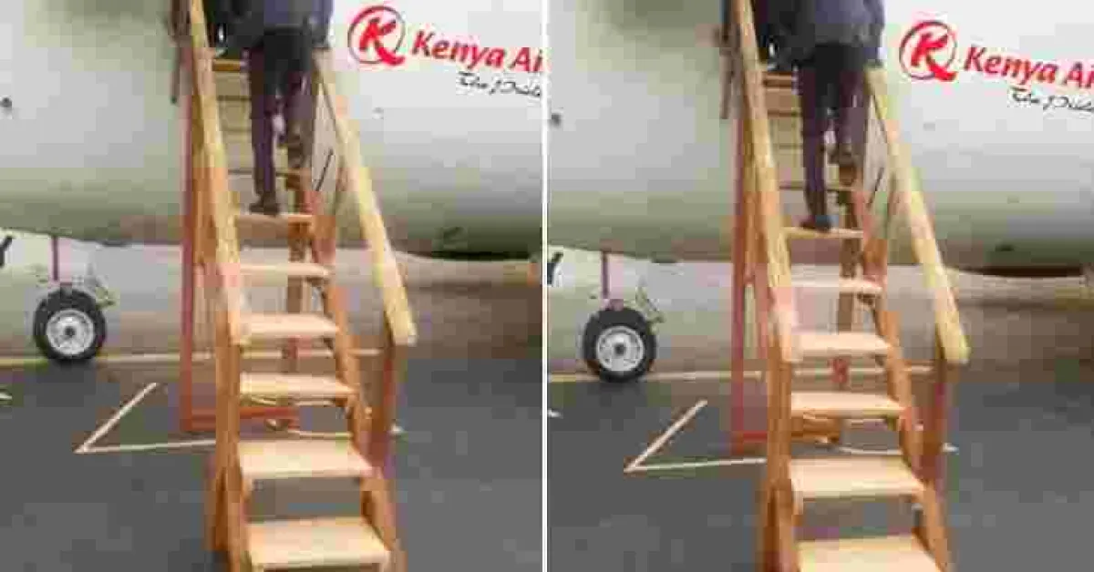 Kenya Airways Speaks out After Photo of Wooden Airplane Stairs Goes Viral