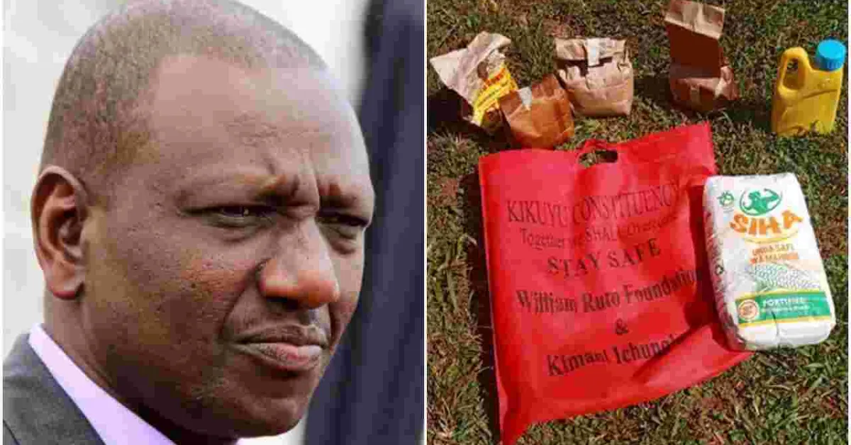 Ruto Disowns Contaminated Relief Food After Kikuyu Residents Develop Stomach Complications