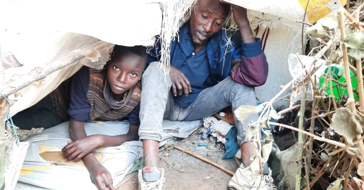 Single Kenyan Father and His Son Say They Have Been Living in the Thickets after Losing Livelihood Because of the Covid-19 Pandemic