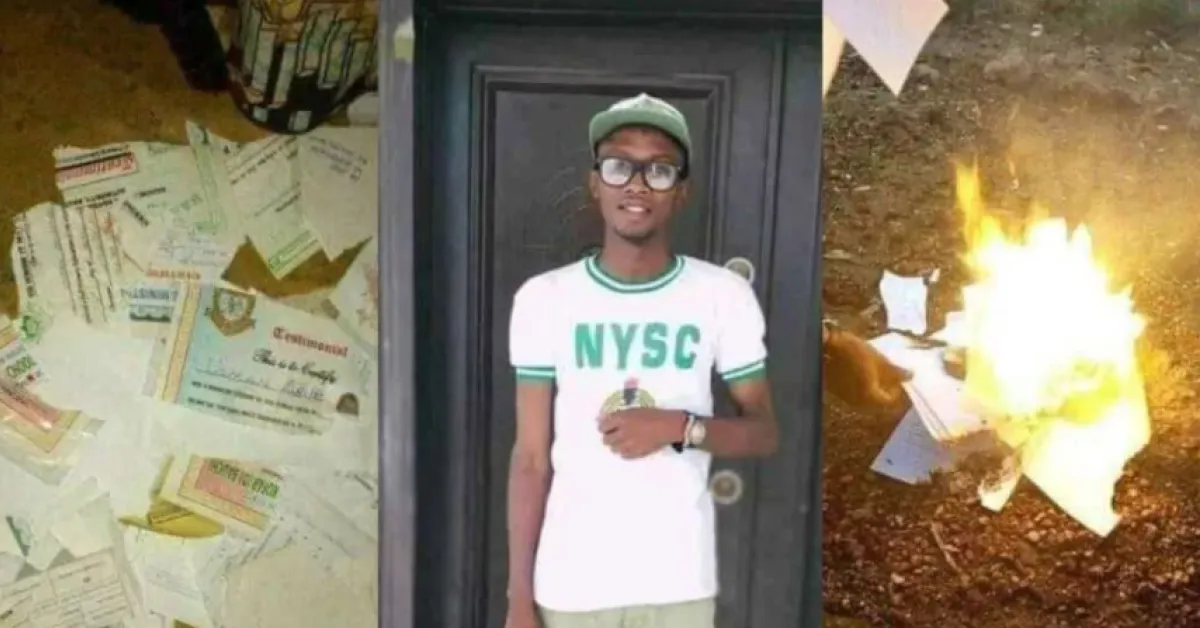 Frustrated Nigerian Man Burns All His Academic Certificates Due to Unemployment