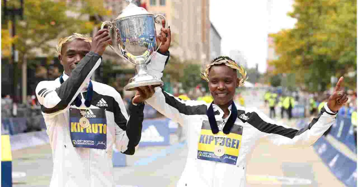 Kenyans Benson Kipruto and Diana Kipyogei Win Boston Marathon