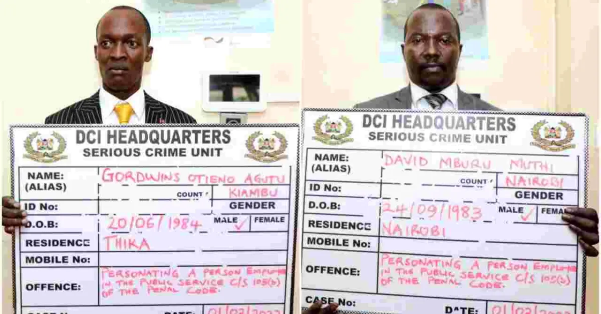 Two Suspects Impersonating EACC Officials Arrested in Nairobi