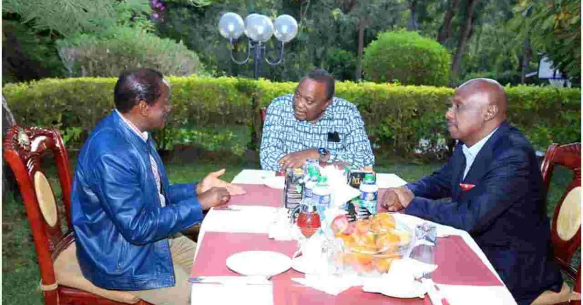 Kalonzo Hosts President Uhuru and Senator Moi for Dinner at His Karen Residence