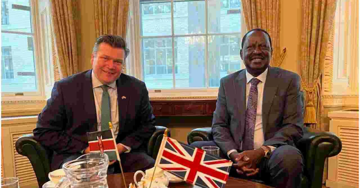 Raila Holds Talks with UK’s Armed Forces Minister James Heappey in London
