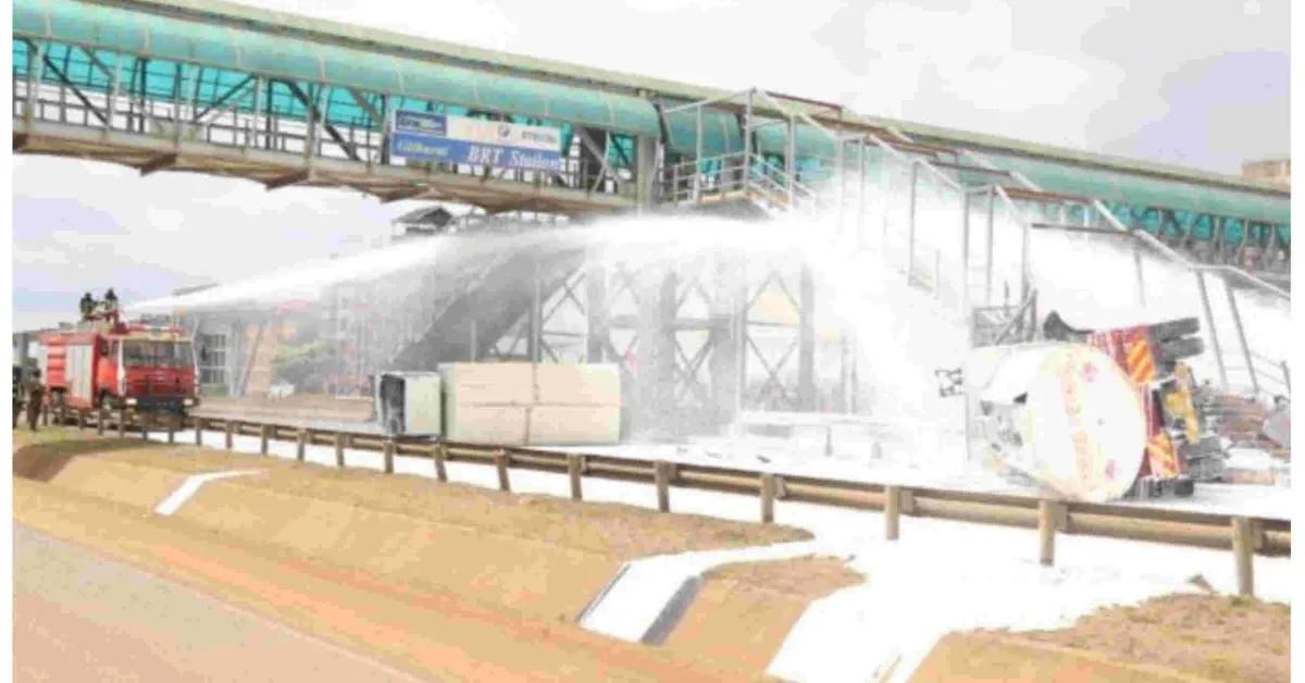 Thika Superhighway Closed After Fuel Tanker Overturns