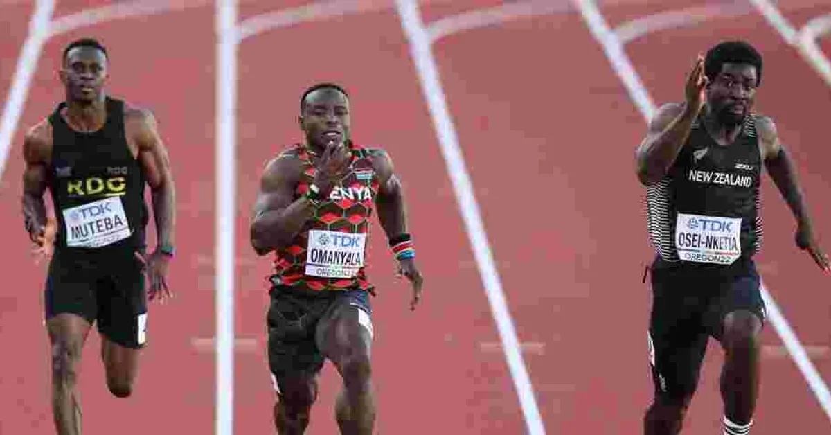 Kenya’s Ferdinand Omanyala Overcomes Jetlag to Qualify for 100m Semis in Oregon