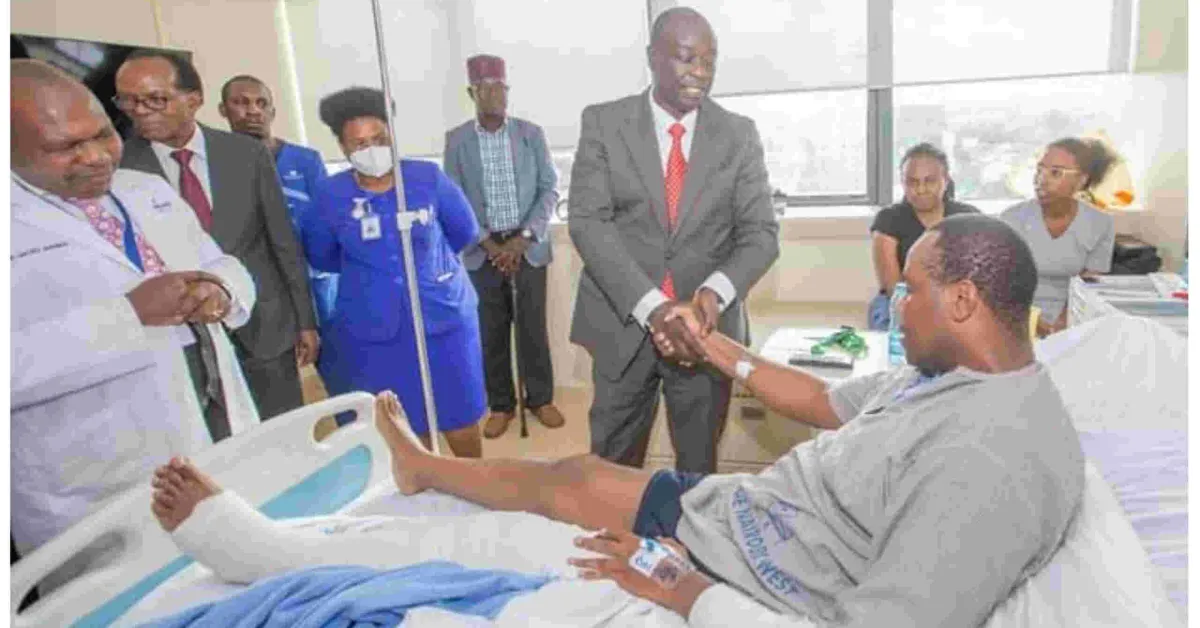 Gachagua Visits Presidential Escort Officers Involved in a Road Accident