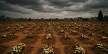 Palestinians bury remains of 105 people killed in Israeli attack on Gaza
