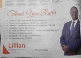 Kenyan Woman Buys Sh400,000 Newspaper Space to Praise Raila
