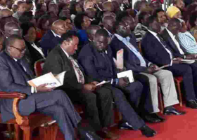 President Uhuru, Raila 'Lightly' Exchange Words at the Funeral of Shebesh's Father