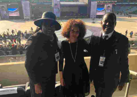 Raila Represents President Uhuru at Winnie Mandela's Funeral,  Wore "Presidential Official" Badge