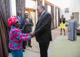 Joy as President Uhuru Meets Nurse Who Helped Mama Ngina Kenyatta Give Birth to Him 56 Years Ago