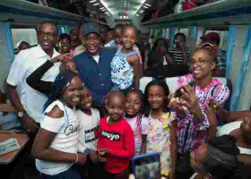 President Kenyatta Surprises Commuters As He Boards SGR Passenger Train Madaraka Express to Mombasa