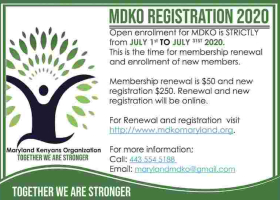 MDKO (Maryland Kenyans Organization) 2020 Open Enrollment Period: July 1st - July 31st
