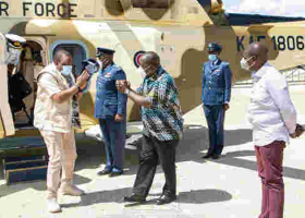 Protocol Breach? Kenyans Online React as CS Matiang’i Receives Uhuru as DP Ruto Watches from a Distance 