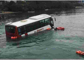 Scare as Tourist Bus Plunges into Indian Ocean in Mombasa 