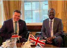 Raila Holds Talks with UK’s Armed Forces Minister James Heappey in London 