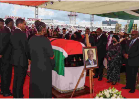 Uhuru, Leaders Pay Glowing Tributes to Kibaki at His State Funeral Service 